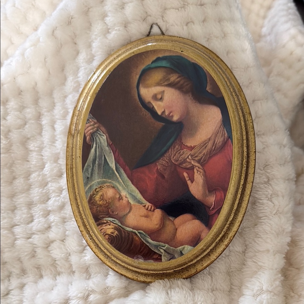 Vintage Religious Small Oval Plaque